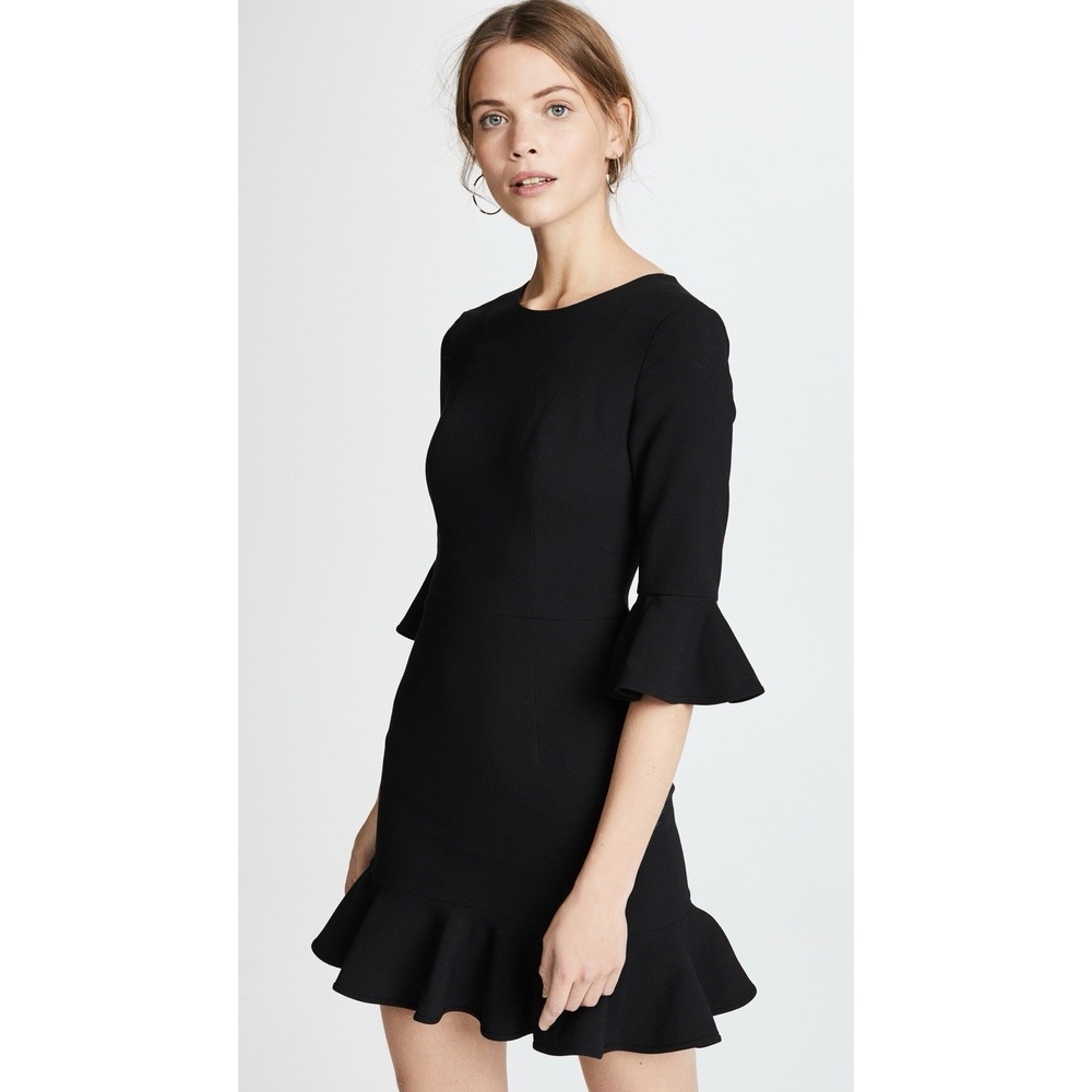 Black Halo Brooklyn Mini Dress Size 4 Black Cocktail Party Ruffle Hem NEW